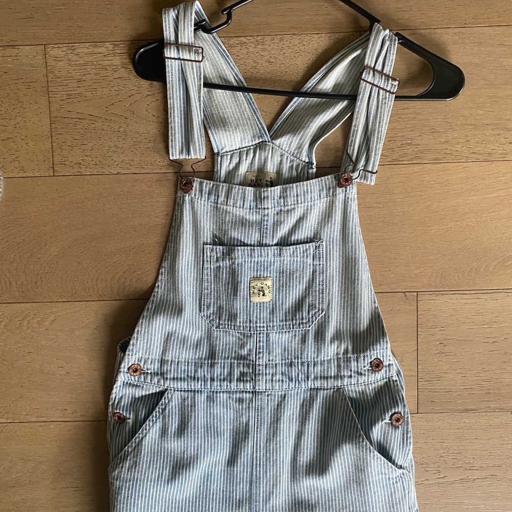 The Washed Railroad Knee Patch Overalls from Hey Gang